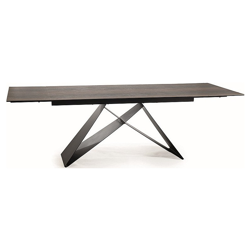 Stół rozkładany nowoczesny Westin Ceramic 180x90cm brązowy efekt drewna / czarny mat Signal