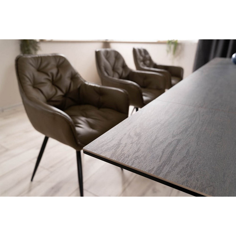 Stół rozkładany nowoczesny Westin Ceramic 160x90cm brązowy efekt drewna / czarny mat Signal