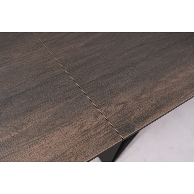 Stół rozkładany nowoczesny Westin Ceramic 160x90cm brązowy efekt drewna / czarny mat Signal