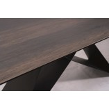 Stół rozkładany nowoczesny Westin Ceramic 160x90cm brązowy efekt drewna / czarny mat Signal