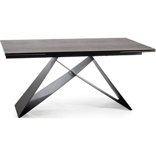 Stół rozkładany nowoczesny Westin Ceramic 160x90cm brązowy efekt drewna / czarny mat Signal