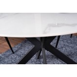 Stół okrągły ceramiczny Talia 120cm biały marmur / czarny mat Signal