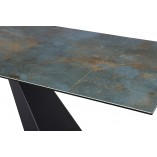 Stół szklany rozkładany Salvadore Ceramic 180x90cm turkus / ossido verde / czarny mat Signal
