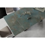 Stół szklany rozkładany Salvadore Ceramic 180x90cm turkus / ossido verde / czarny mat Signal