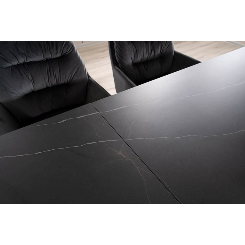 Stół szklany rozkładany Salvadore Ceramic 160x90cm sahara noir / czarny mat Signal
