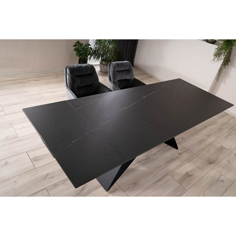 Stół szklany rozkładany Salvadore Ceramic 160x90cm sahara noir / czarny mat Signal