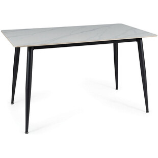 Stół nowoczesny Rion 160x90cm biały efekt marmuru / czarny Signal