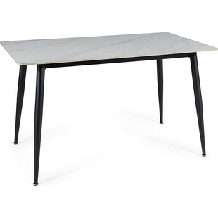 Stół nowoczesny Rion 130x70cm biały efekt marmuru / czarny Signal