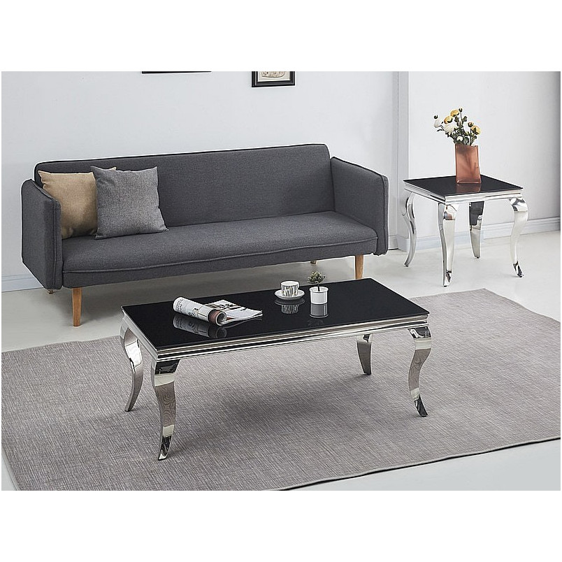 Stolik szklany glamour Prince 120x60cm czarny / chrom Signal