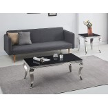 Stolik szklany glamour Prince 120x60cm czarny / chrom Signal