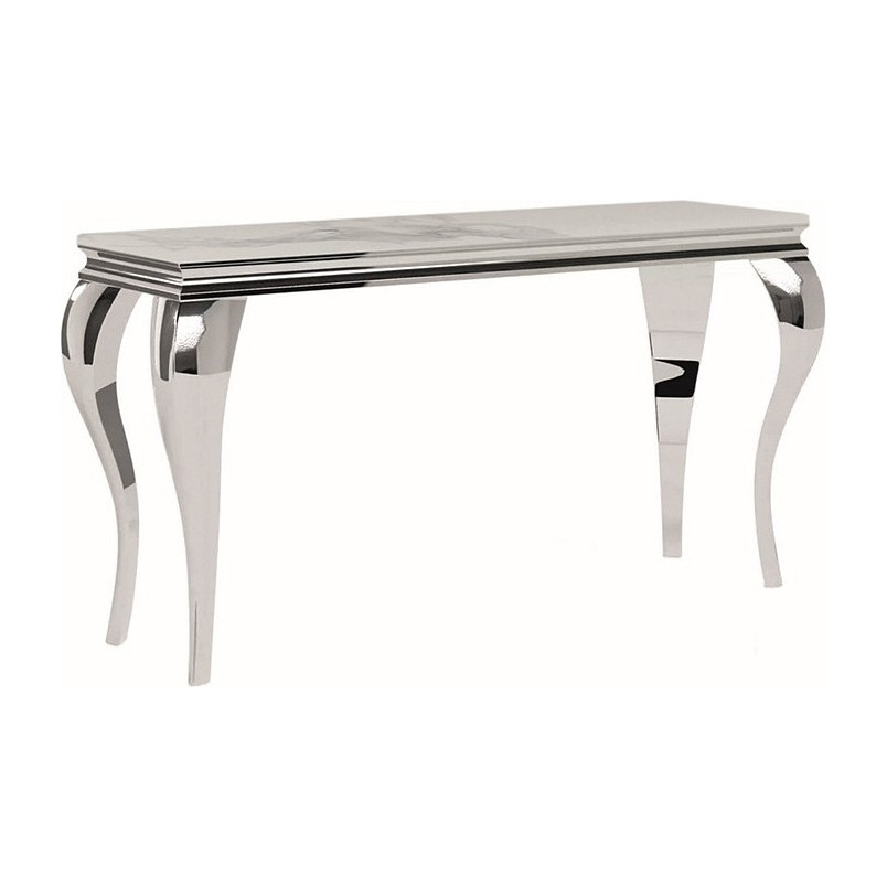 Konsola glamour Prince Ceramic 120x40cm biała calacatta / chrom Signal
