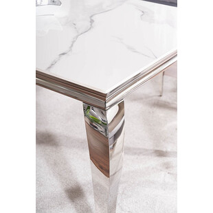 Stół glamour Prince Ceramic 180x90cm biała calacatta / chrom Signal
