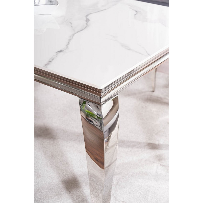 Stół glamour Prince Ceramic 180x90cm biała calacatta / chrom Signal