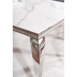 Stół glamour Prince Ceramic 180x90cm biała calacatta / chrom Signal