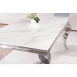 Stół glamour Prince Ceramic 180x90cm biała calacatta / chrom Signal