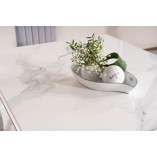 Stół glamour Prince Ceramic 180x90cm biała calacatta / chrom Signal