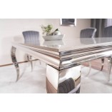 Stół glamour Prince Ceramic 180x90cm biała calacatta / chrom Signal