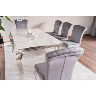Stół glamour Prince Ceramic 180x90cm biała calacatta / chrom Signal