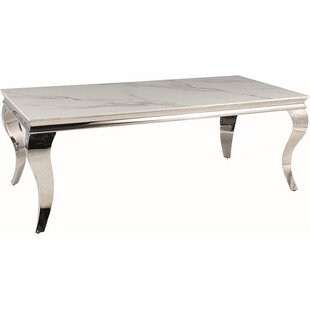 Stolik kawowy glamour Prince Ceramic 120x60cm biała calacatta / chrom Signal