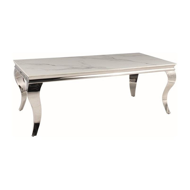 Stolik kawowy glamour Prince Ceramic 120x60cm biała calacatta / chrom Signal