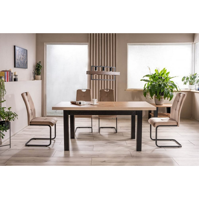 Stół loft rozkładany Presto 140x80cm dąb artisan / czarny Signal