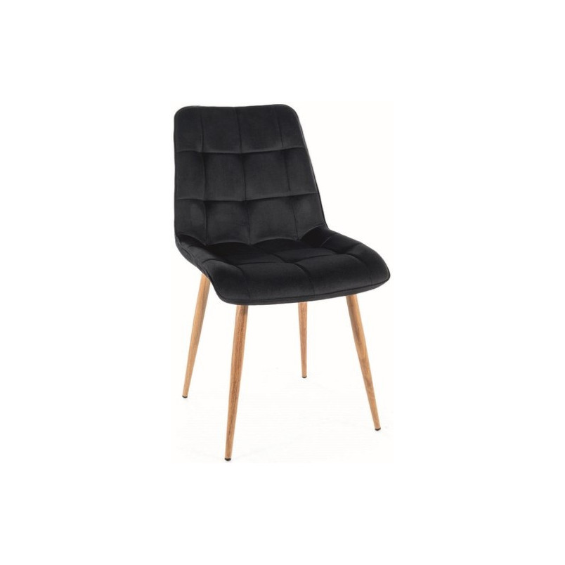 Krzesło welurowe pikowane Chic D Velvet czarny / dąb Signal