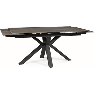 Stół rozkładany z ceramicznym blatem Columbus 160-240x90cm efekt drewna / czarny mat Signal