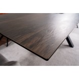 Stół rozkładany z ceramicznym blatem Columbus 160-240x90cm efekt drewna / czarny mat Signal
