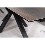 Stół rozkładany z ceramicznym blatem Columbus 160-240x90cm efekt drewna / czarny mat Signal