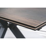 Stół rozkładany z ceramicznym blatem Columbus 160-240x90cm efekt drewna / czarny mat Signal
