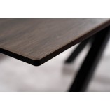 Stół rozkładany z ceramicznym blatem Columbus 160-240x90cm efekt drewna / czarny mat Signal