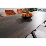 Stół rozkładany z ceramicznym blatem Columbus 160-240x90cm efekt drewna / czarny mat Signal