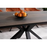 Stół rozkładany z ceramicznym blatem Columbus 160-240x90cm efekt drewna / czarny mat Signal