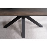 Stół rozkładany z ceramicznym blatem Columbus 160-240x90cm efekt drewna / czarny mat Signal