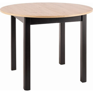 Stół okrągły rozkładany Dante 102cm dąb artisan / czarny mat Signal
