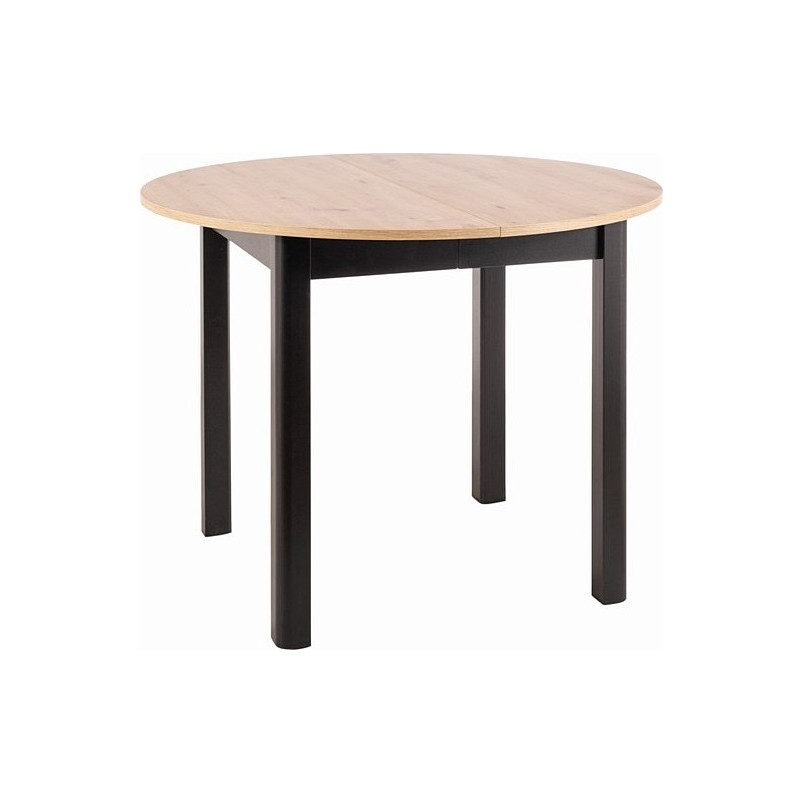 Stół okrągły rozkładany Dante 102cm dąb artisan / czarny mat Signal