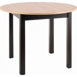 Stół okrągły rozkładany Dante 102cm dąb artisan / czarny mat Signal