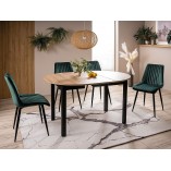 Stół okrągły rozkładany Dante 102cm dąb artisan / czarny mat Signal