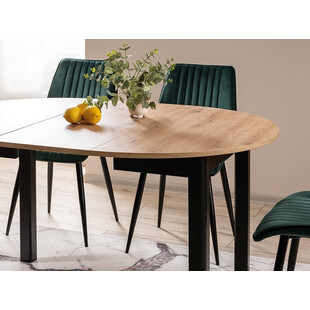 Stół okrągły rozkładany Dante 102cm dąb artisan / czarny mat Signal