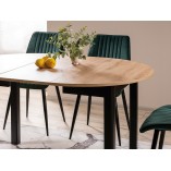 Stół okrągły rozkładany Dante 102cm dąb artisan / czarny mat Signal