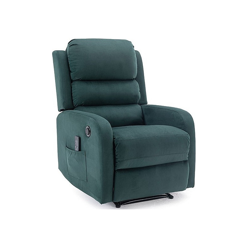 Fotel rozkładany z funkcją masażu Pegaz Velvet zielony Signal
