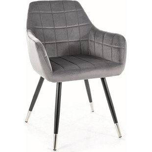 Krzesło welurowe nowoczesne Nuxe Velvet szary / czarny / chrom Signal