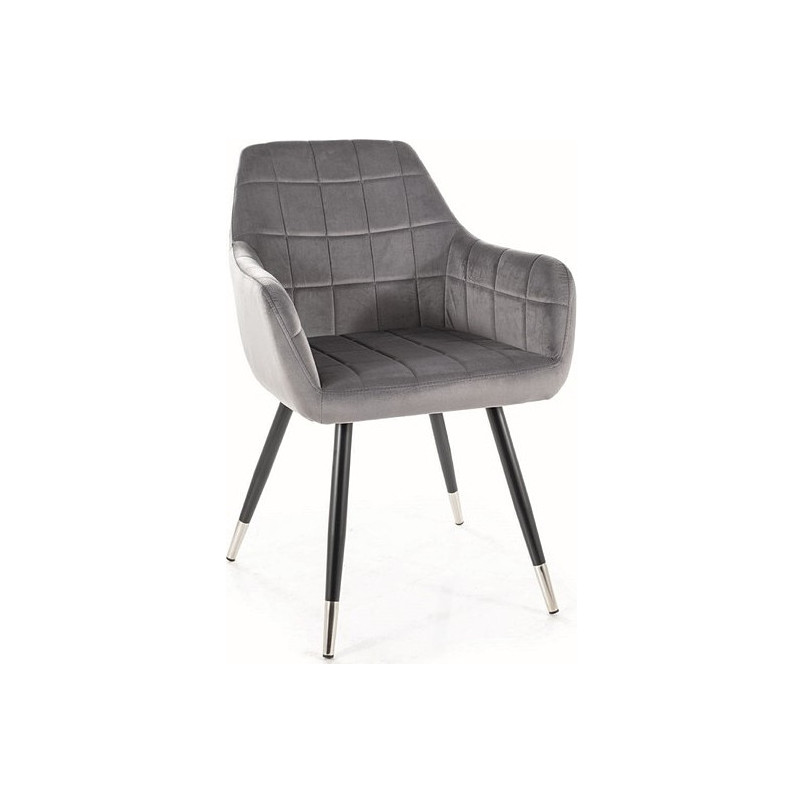 Krzesło welurowe nowoczesne Nuxe Velvet szary / czarny / chrom Signal