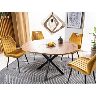 Stół okrągły rozkładany Gaston 100cm dąb artisan / czarny mat Signal
