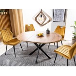 Stół okrągły rozkładany Gaston 100cm dąb artisan / czarny mat Signal