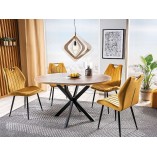 Stół okrągły rozkładany Gaston 100cm dąb artisan / czarny mat Signal