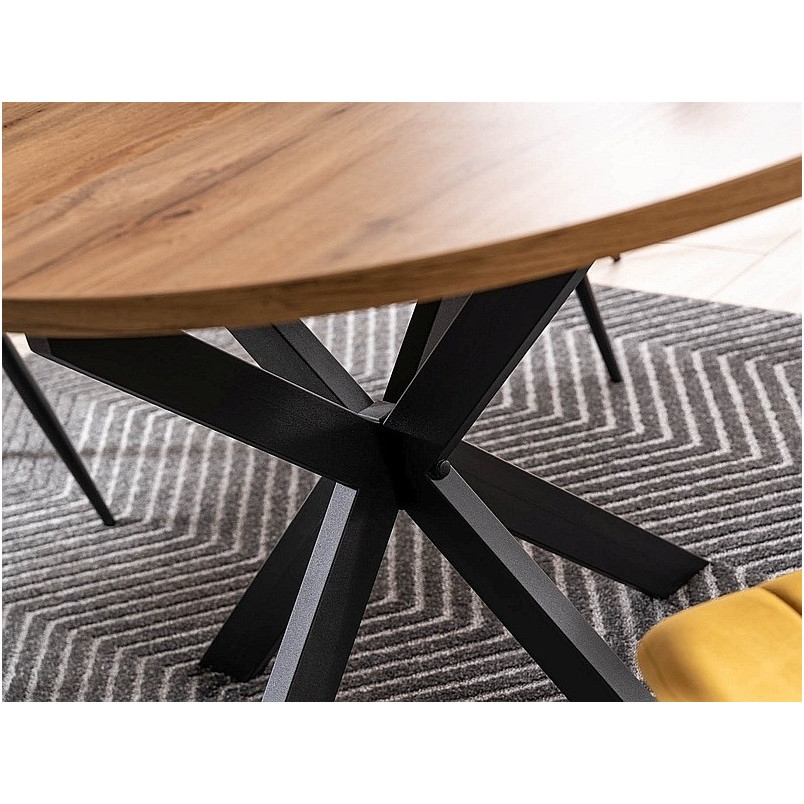 Stół okrągły rozkładany Gaston 100cm dąb artisan / czarny mat Signal