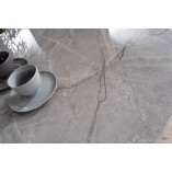 Stół okrągły ceramiczny Murano 120cm szary efekt marmuru / czarny mat Signal