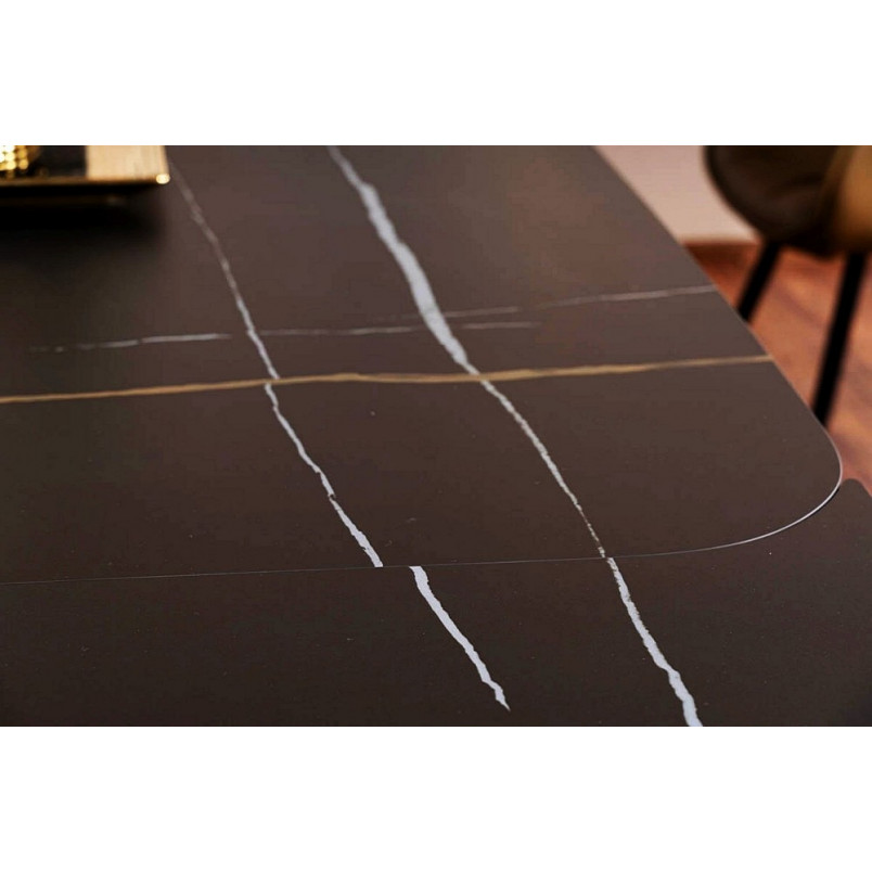 Stół nowoczesny rozkładany Infinity Ceramic 160x95cm azario black / czarny mat Signal