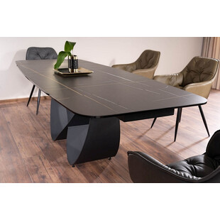 Stół nowoczesny rozkładany Infinity Ceramic 160x95cm azario black / czarny mat Signal